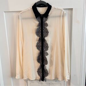 Etro Cream and Black Blouse with Intricate Detailing